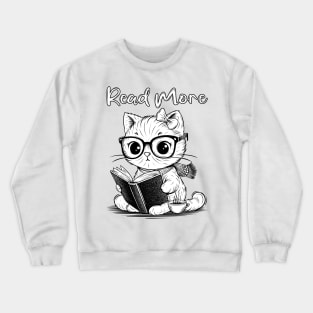 Cute Cat Reading a Book Crewneck Sweatshirt